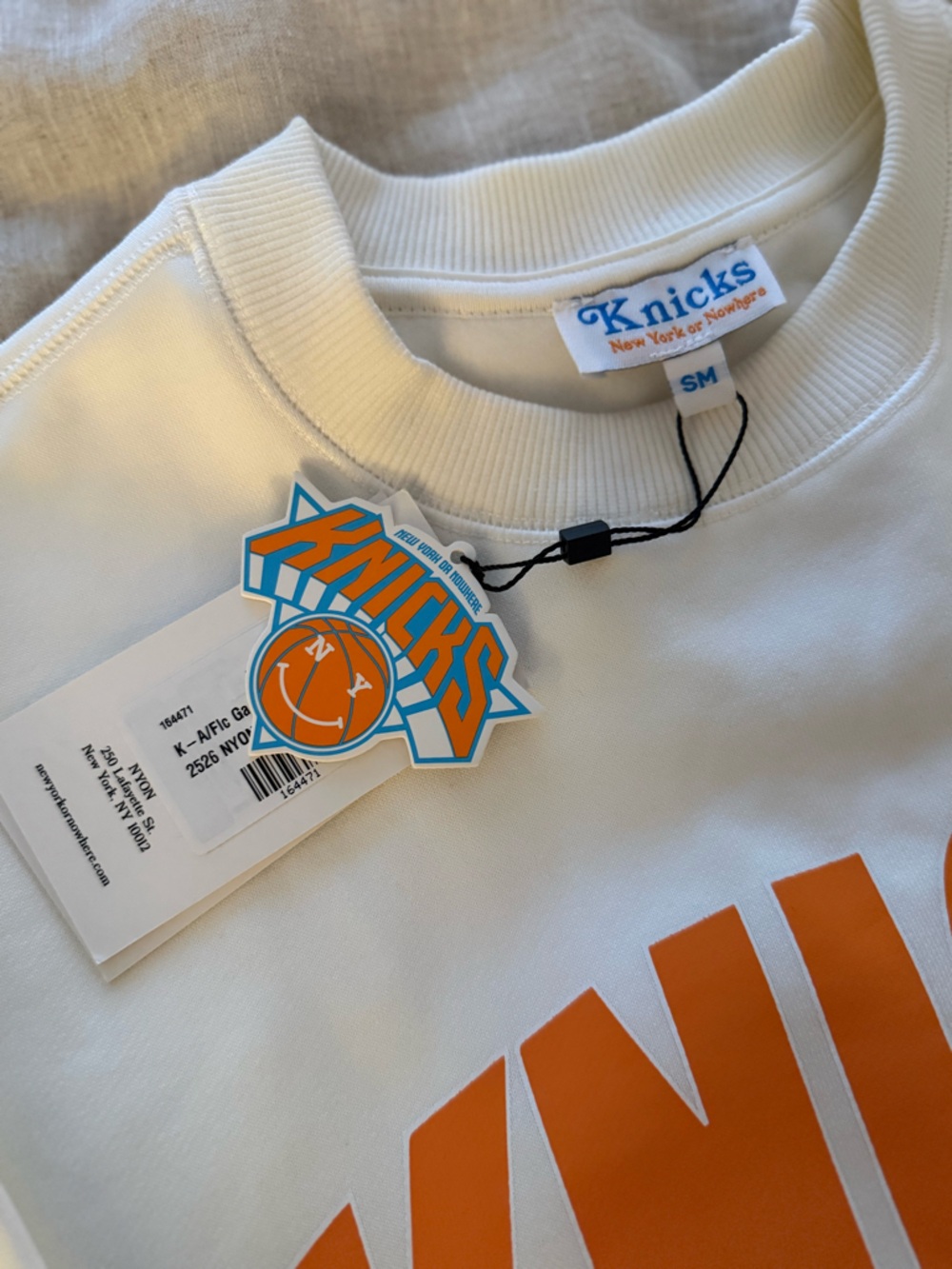 Terez White Knicks Graphic Sweatshirt with Orange & Blue Logo - Picture 3 of 6